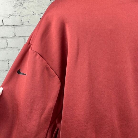 Nike Womens Pullover Hoodie Sweatshirt Active Pocket Swoosh Pockets Red Medium - Picture 3 of 10